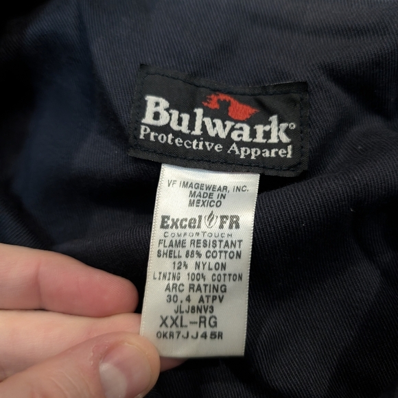 Bulwark FR Mens 2XL Jacket Navy Arc Rating 30.4 - Picture 3 of 6